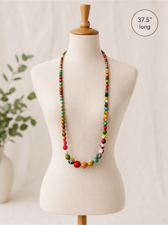 world finds Jewelry - Kantha Graduated Bead Kali Necklace